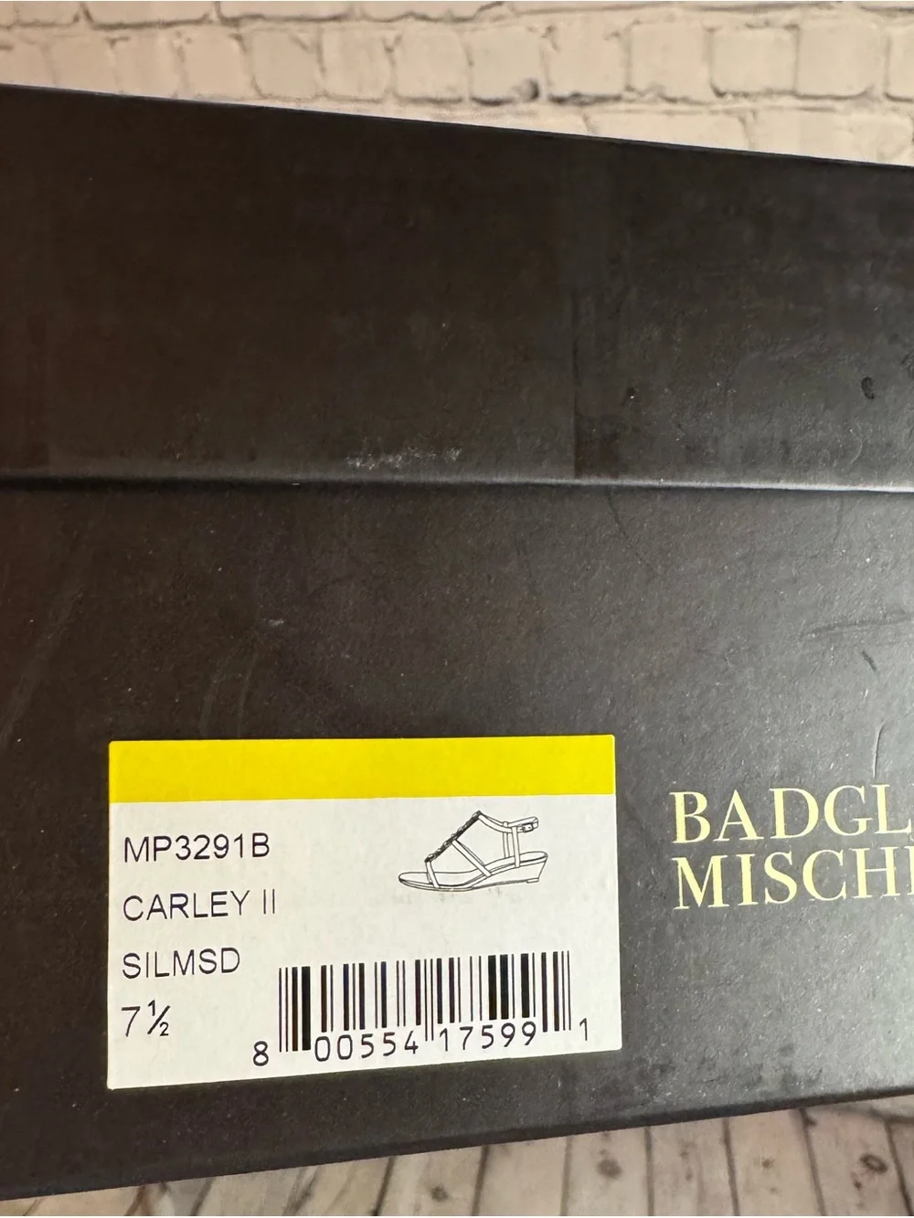 Badgley Mischka Carley II Silver Crystal T-Strap Wedge Sandals Size 7.5